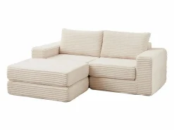 Hauss Spole Sofá modular convertible de 2 plazas con otomanas extraíbles - Pana Beige New