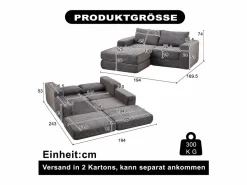 Sofá modular convertible de 2 plazas con otomanas extraíbles - Pana^Hauss Spole