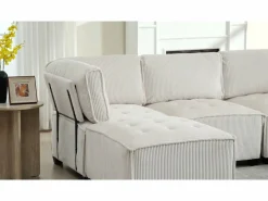 DripeX Sofá modular convertible en terciopelo - 6 plazas - ergonómico - con bolsillos de almacenamiento - 308x154x82cm Gris