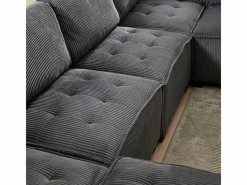 DripeX Sofá modular convertible en terciopelo - 6 plazas - ergonómico - con bolsillos de almacenamiento - 308x154x82cm Gris