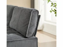 DripeX Sofá modular convertible en terciopelo - 6 plazas - ergonómico - con bolsillos de almacenamiento - 308x154x82cm Gris