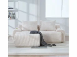 Sofá modular de 2 plazas - 200 x 174 x 80 cm - con 1 otomana + portavasos + bolsillo de almacenamiento - terciopelo -^Merax Discount