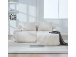 Sofá modular de 2 plazas - 200 x 174 x 80 cm - con 1 otomana + portavasos + bolsillo de almacenamiento - terciopelo -^Merax Discount