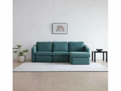 Concept-Usine Sofá Modular|Sofá Modular de 3 Plazas con Puff - Diseño Equilibrado, Tela FlexiPet, Estructura de Madera Maciza