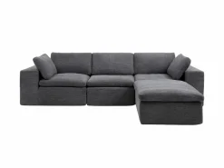 Vente-unique Sofás Y Sillones|Sofá Modular|Sofá modular de esquina con puf en tejido CORTOLINE