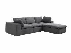 Vente-unique Sofás Y Sillones|Sofá Modular|Sofá modular de esquina con puf en tejido CORTOLINE