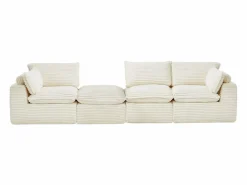 Vente-unique Sofá Modular|Sofá modular de esquina con puf de pana gruesa CYROMA