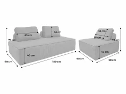 Sweeek Conjunto Sofás|Sofá modular de pana, 3 plazas
