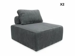 Sweeek Sofá Modular|Sofá modular de pana, 2 plazas oscuro