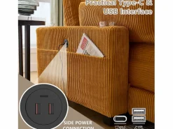 Sofá Modular de Terciopelo – con USB y Portavasos – Multifuncional para Espacios Pequeños – 112×140×81 cm^ New