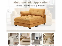 Sofá Modular de Terciopelo – con USB y Portavasos – Multifuncional para Espacios Pequeños – 112×140×81 cm^ New