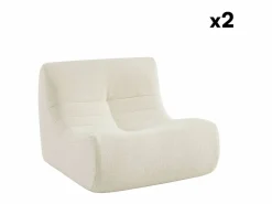Sweeek Sofá modular en borreguito texturizado, 2 plazas Blanco