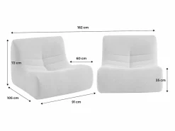 Sweeek Sofá modular en borreguito texturizado, 2 plazas Blanco