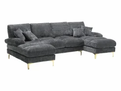 Sofá modular en U (272x136x88 cm) - 6 plazas en chenilla - Convertible en cama - Configuración relax^ Outlet