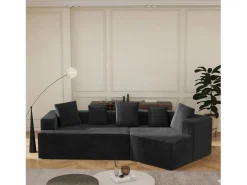 Sofá modular esquinas transformable pana versátil para salón Negro Online