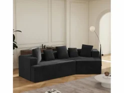 Sofá modular esquinas transformable pana versátil para salón Negro Online