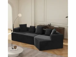 Sofá modular esquinas transformable pana versátil para salón Negro Online