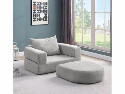 Sofá modular fácil de mover tejido suave en chenilla ideal para habitación de invitados Gris claro Discount