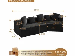 Sofá modular, motivo de nubes, tejido de terciopelo acanalado, embalaje totalmente comprimido, sin montaje, .^KOMHTOM Outlet