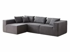 DripeX Sofá Modular|Sofás Club|Sofá modular ángulo - Terciopelo acanalado - 3/4 plazas - 3 cojines y 3 orejeros -