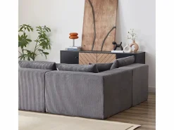 DripeX Sofá Modular|Sofás Club|Sofá modular ángulo - Terciopelo acanalado - 3/4 plazas - 3 cojines y 3 orejeros -