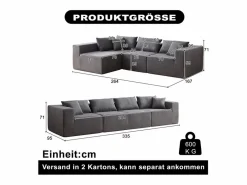 DripeX Sofá Modular|Sofás Club|Sofá modular ángulo - Terciopelo acanalado - 3/4 plazas - 3 cojines y 3 orejeros -