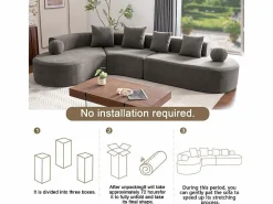 DripeX Sofá modular ángulo izquierdo Chenilla - 5 Plazas - 4 orejeros - - 327x215x65cm Gris Outlet
