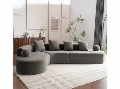 DripeX Sofá modular ángulo izquierdo Chenilla - 5 Plazas - 4 orejeros - - 327x215x65cm Gris Outlet