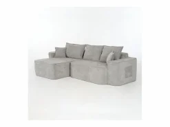 DripeX Sofá modular ángulo izquierdo - Chenilla - 3 cojines y 2 orejeros - 262x144x65cm Gris New