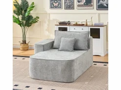 DripeX Sofá modular ángulo izquierdo - Chenilla - 3 cojines y 2 orejeros - 262x144x65cm Gris New