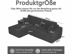 DripeX Sofás Club|Sofá modular ángulo izquierdo terciopelo acanalado, 2 cojines y chaise longue 128cm,