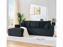 DripeX Sofás Club|Sofá modular ángulo izquierdo terciopelo acanalado, 2 cojines y chaise longue 128cm,