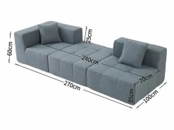 Sofá modular ángulo tela - puf y 2 orejeros - - 270x100x60cm^DripeX Hot