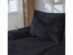DripeX Sofás Club|Sofá ángulo modular terciopelo acanalado, portavasos, 2 pufs y 2 cojines, 200x174x80cm,