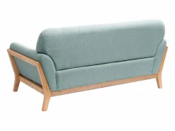 Miliboo Sofá nórdico 2 plazas azul claro patas madera YOKO Verde claro