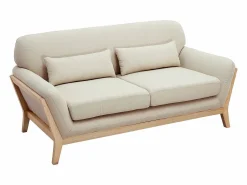 Miliboo Sofá Escandinavo|Sofá nórdico 2 plazas beige madera YOKO