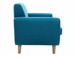 Miliboo Sofá nórdico 2 plazas petróleo y madera de caucho maciza PURE Azul Hot