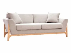 Miliboo Sofá nórdico 3 plazas y fresno ASAKO Beige