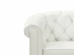 Vente-unique Sofá 3p + 1 sillón CHESTERFIELD - Piel sintética - Blanco Hot