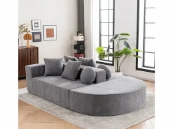 Sofá panorámico 5 plazas modular - de tejido Chenilla - con 6 cojines - 263x171x66cm^DripeX New