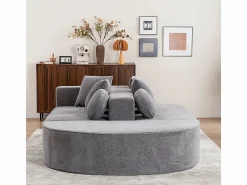 Sofá panorámico 5 plazas modular - de tejido Chenilla - con 6 cojines - 263x171x66cm^DripeX New