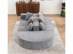 Sofá panorámico 5 plazas modular - de tejido Chenilla - con 6 cojines - 263x171x66cm^DripeX New
