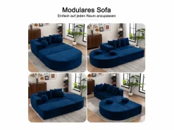 DripeX Sofá Modular|Sofás Club|Sofá panorámico 5 plazas modular - de tejido Chenilla - con 6 cojines - 263x171x66cm