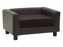 Clicnbuy Sofá para perros felpa y cuero sintético marrón 60x43x30 cm Marru00f3n Online