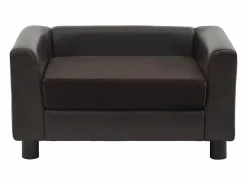 Clicnbuy Sofá para perros felpa y cuero sintético marrón 60x43x30 cm Marru00f3n Online