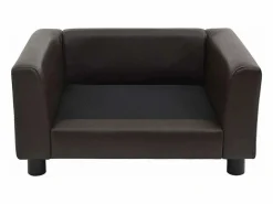 Clicnbuy Sofá para perros felpa y cuero sintético marrón 60x43x30 cm Marru00f3n Online
