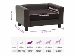 Clicnbuy Sofá para perros felpa y cuero sintético marrón 60x43x30 cm Marru00f3n Online