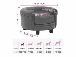 Clicnbuy Sofá para perros felpa y cuero sintético 48x48x32 cm Gris Clearance