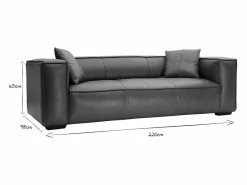 Miliboo Sofá 3 plazas moderno de piel de búfalo COBAIN Marru00f3n Clearance