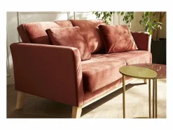 Miliboo Sofá 2 plazas nórdico desenfundable de terciopelo burdeos OSLO Rojo Best